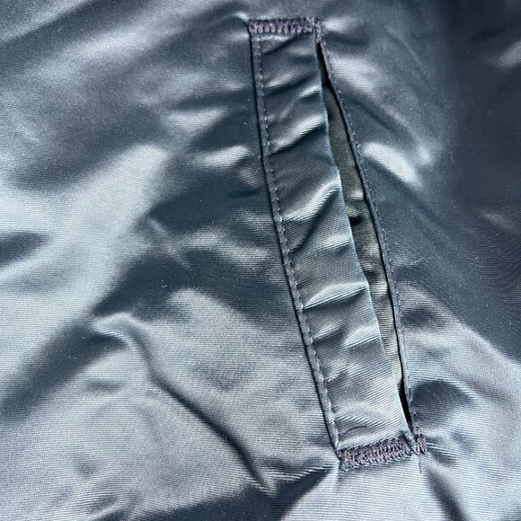 VTG 90 Chalk Line Chicago Bears Satin Jacket Extra Large Blue Snap Button Bomber - Picture 8 of 15